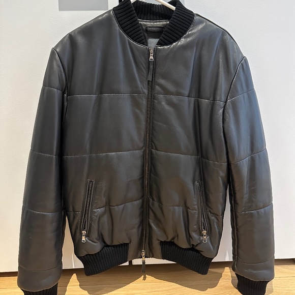 Lot78 Quilted Leather Bomber Jacket